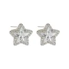 Fashionable and simple star-shaped stud earrings made of copper alloy with micro-inlaid zirconium s925 silver needle, exuding a light luxury and high-end feel. New earrings Item Picture